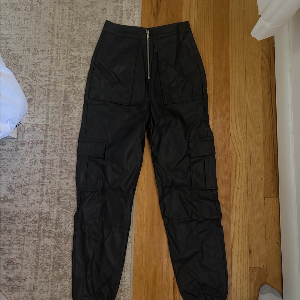 Blue Blush Black Faux Leather Pants